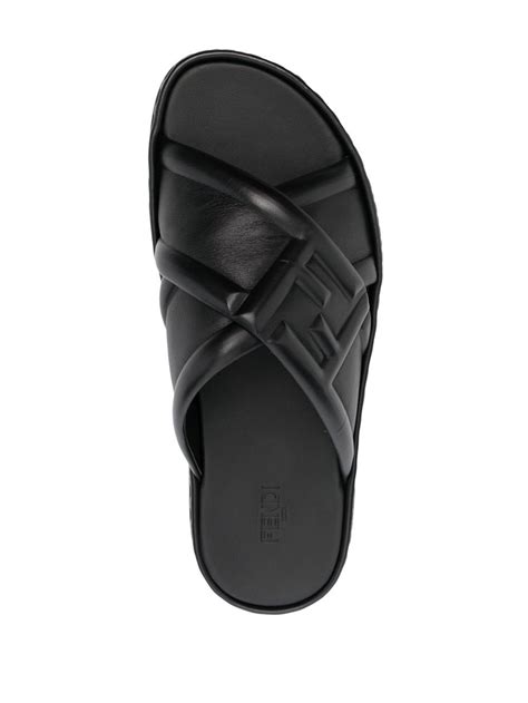 man fendi logo-embossed slide sandals|FENDI FF logo.